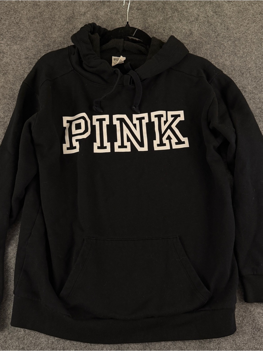 PINK Victoria's Secret Varsity Logo Size XS Hoodie Black Collegiate Sweatshirt
